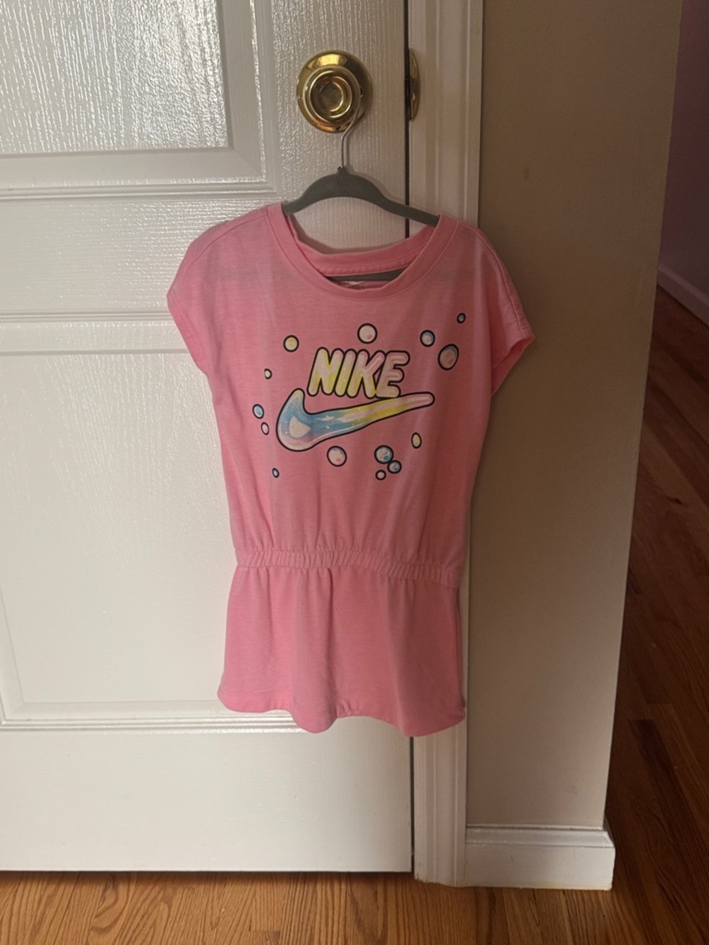 Nike Pink Girls' Logo Tee Dress with Bubble Graphic